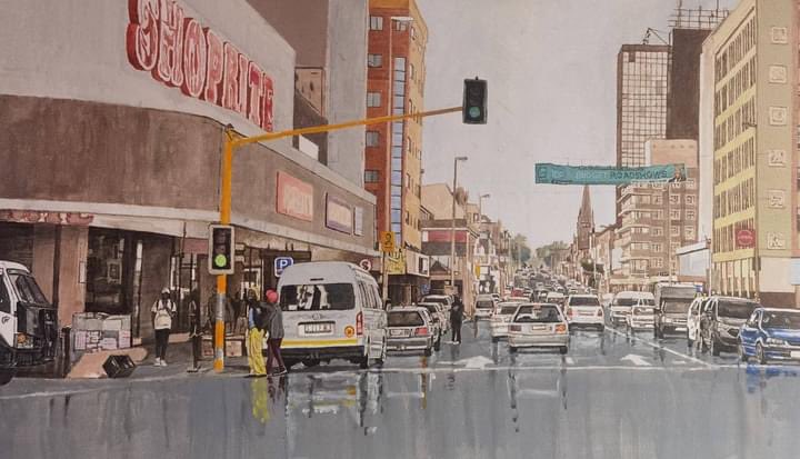 ZwangaMukhuthu's tweet photo. Remarkable paintings of the East London CBD by artist Lwando Hlazo. If you are interested in his work, this is his number: 0824222690. https://t.co/6DAogt54cq