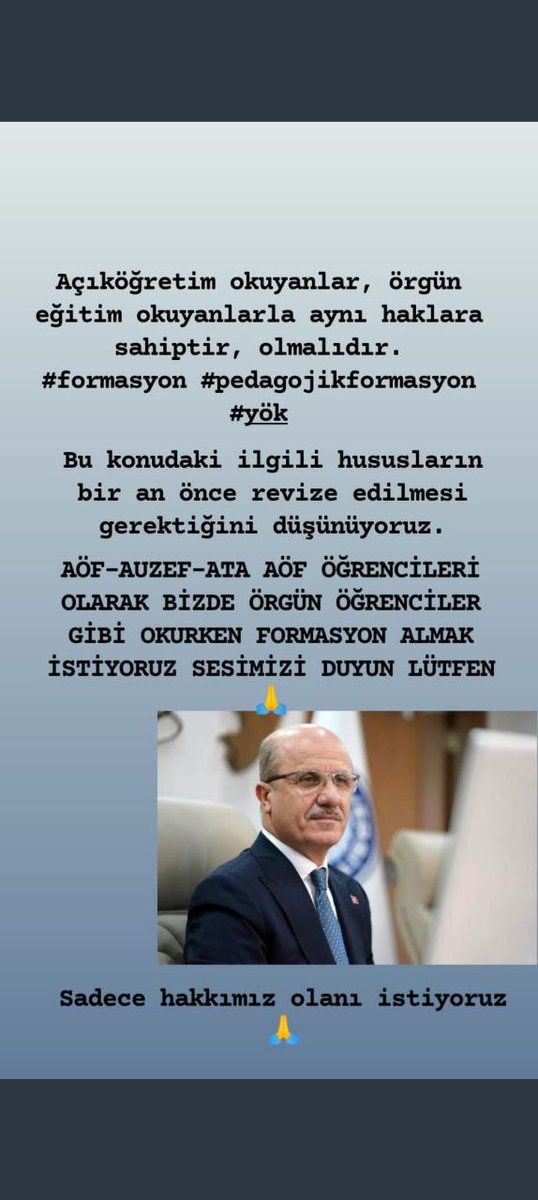 cnsbdd's tweet photo. @erolozvar Pedagojik formasyon madde 9. kabul etmiyoruz. Haklarımız ihlal edilmiştir . Eşitlik haklarımız elinimizden alınmıştır. 
Pedagojik formasyon eğitimi Madde 9 iptal veya değişiklik getirilmesini talep ediyoruz zaman kaybı yaşamaktayız. https://t.co/QTNURrtrzz