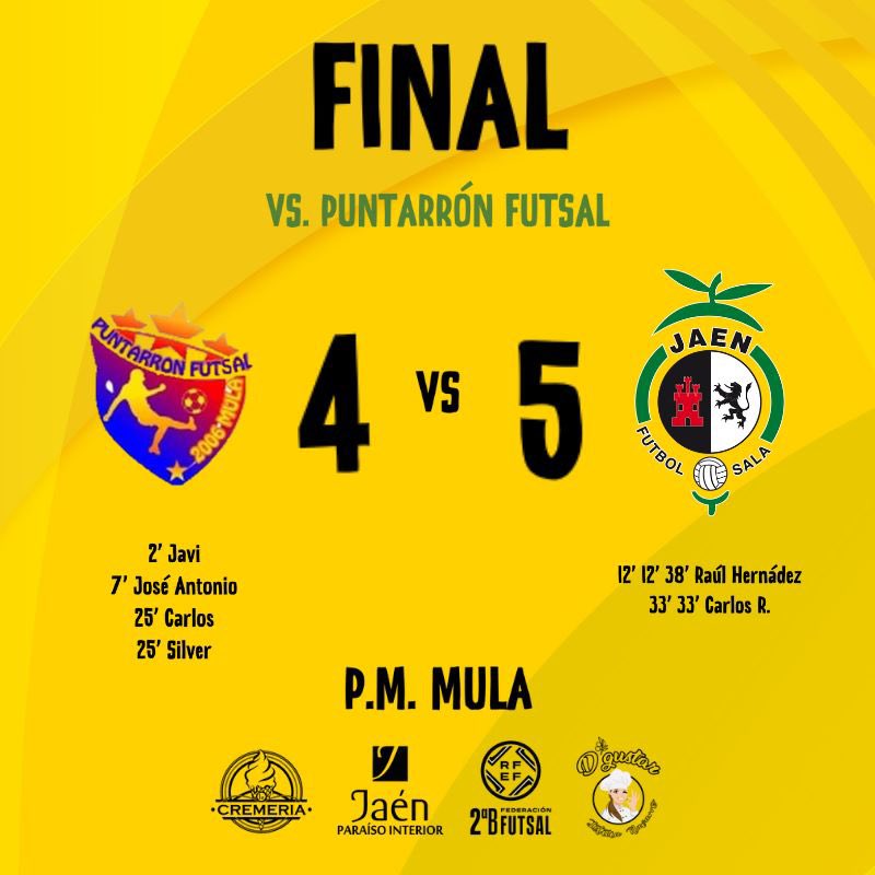 🟡 SEGUNDA DIVISIÓN B

🎙️ ¡FINAAAAL EN MULA!

⚽️ <a href="/RaulHdezz__/">Raul Hernandez</a> (x3) y <a href="/Carlosrdrgz19/">CR:(:</a> (x2)

#SomosJaén💛#FuturoAmarillo