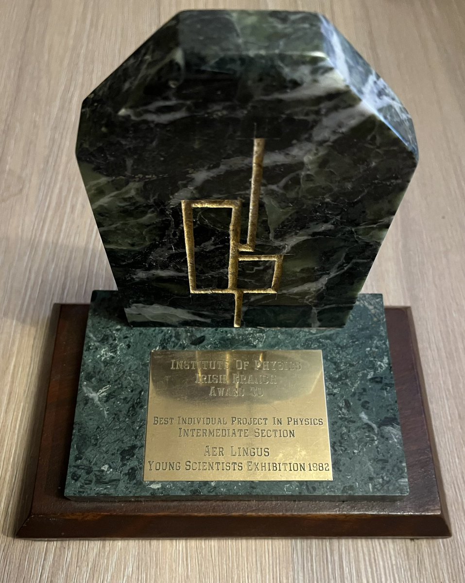 PhilipNolan_MU's tweet photo. I came nowhere close to winning, but this award from @IOP_Ireland did a lot for my confidence. I hope many of the @BTYSTE young scientists choose careers in science and technology, and hope they have as much fun and excitement as I have had in a varied and rewarding career https://t.co/k7cWph9VHn