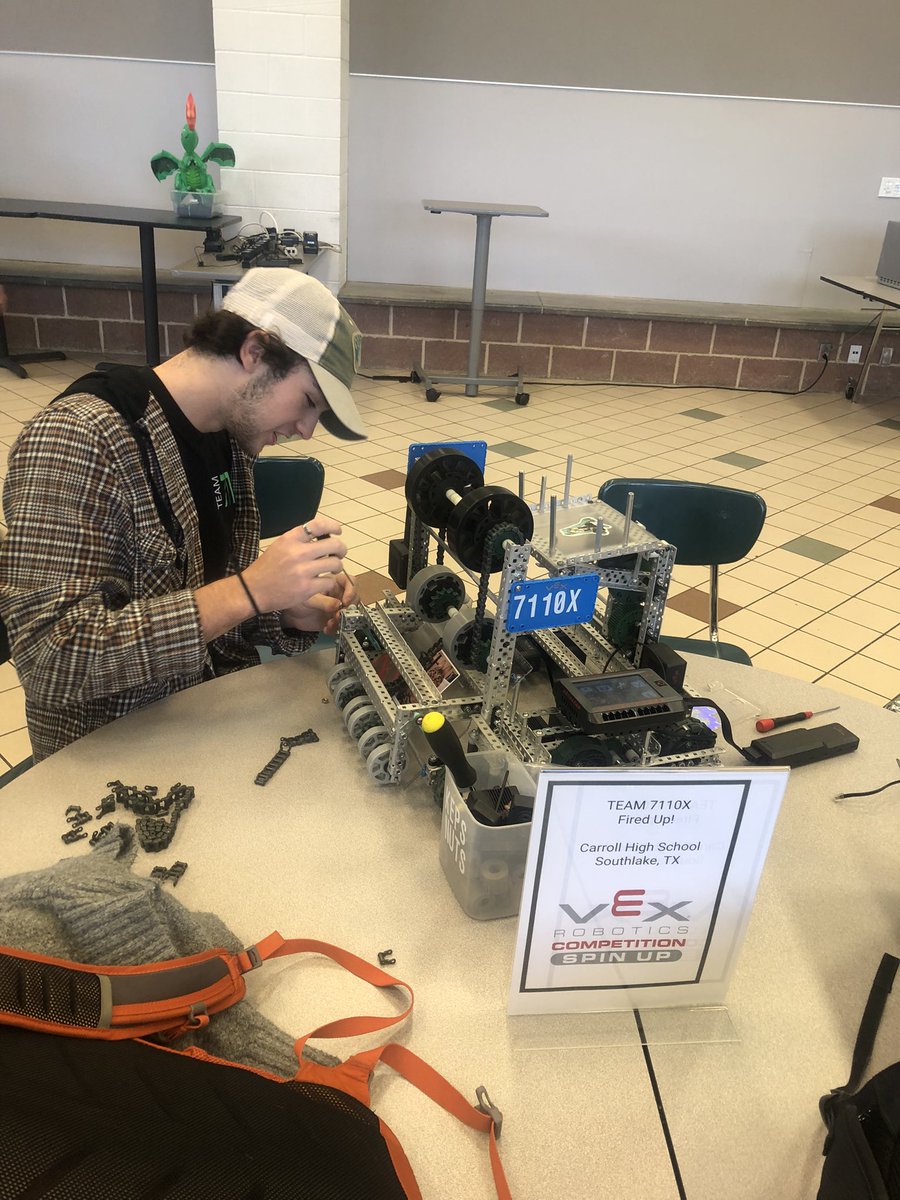 DragonsCTE's tweet photo. Carroll robotics students getting geared up for VEX tournament today @CarrollHigh #CarrollCTE https://t.co/yRT7R920ba