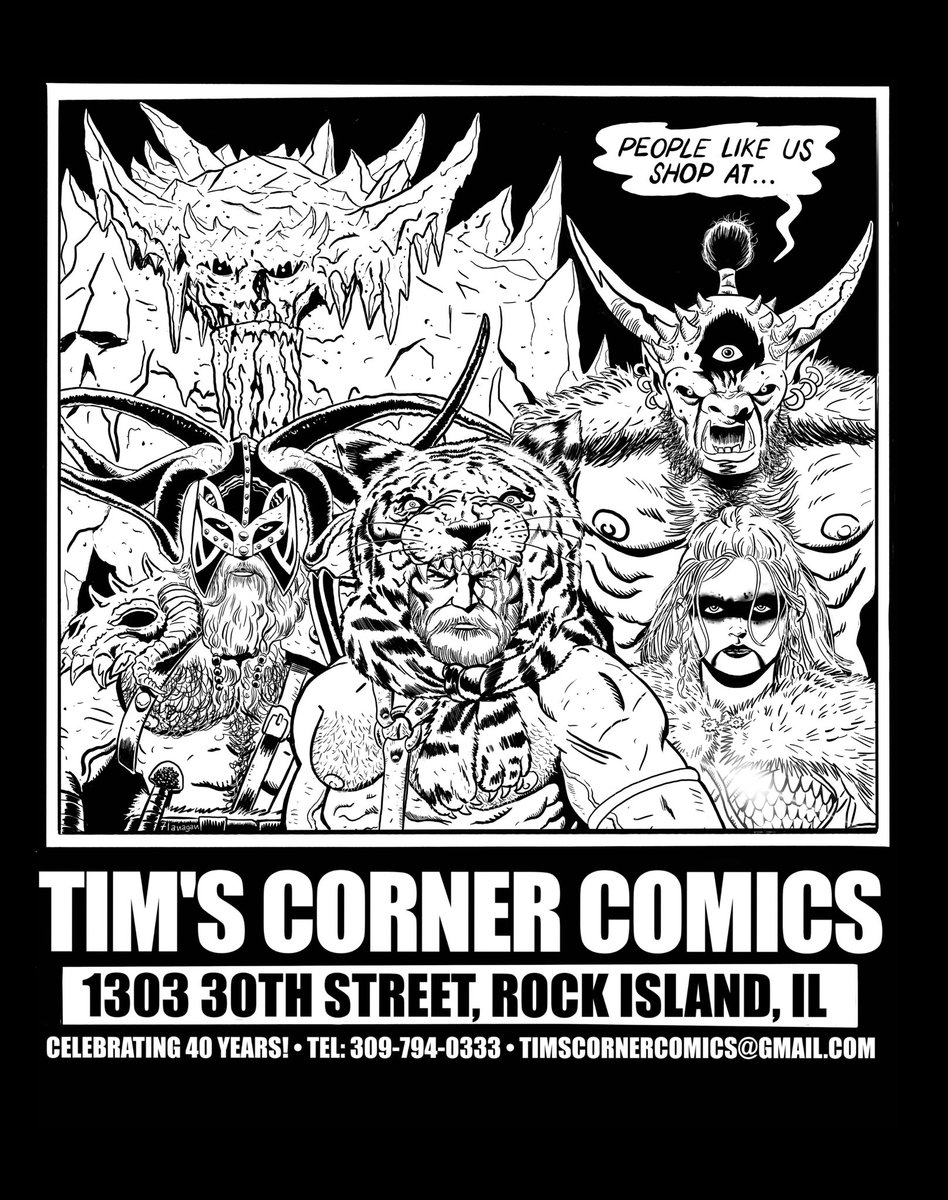 sundayjeff's tweet photo. The art for the t-shirt I designed for Tim’s Corner Comics , As talked about on this week’s edition of tesd ! If you’d like to order a shirt you can contact them through FaceBook, or PayPal or send an email to :
timscornercomics@gmail.com to place a phone order call 309-794-0333 https://t.co/o1fOp0BnmQ