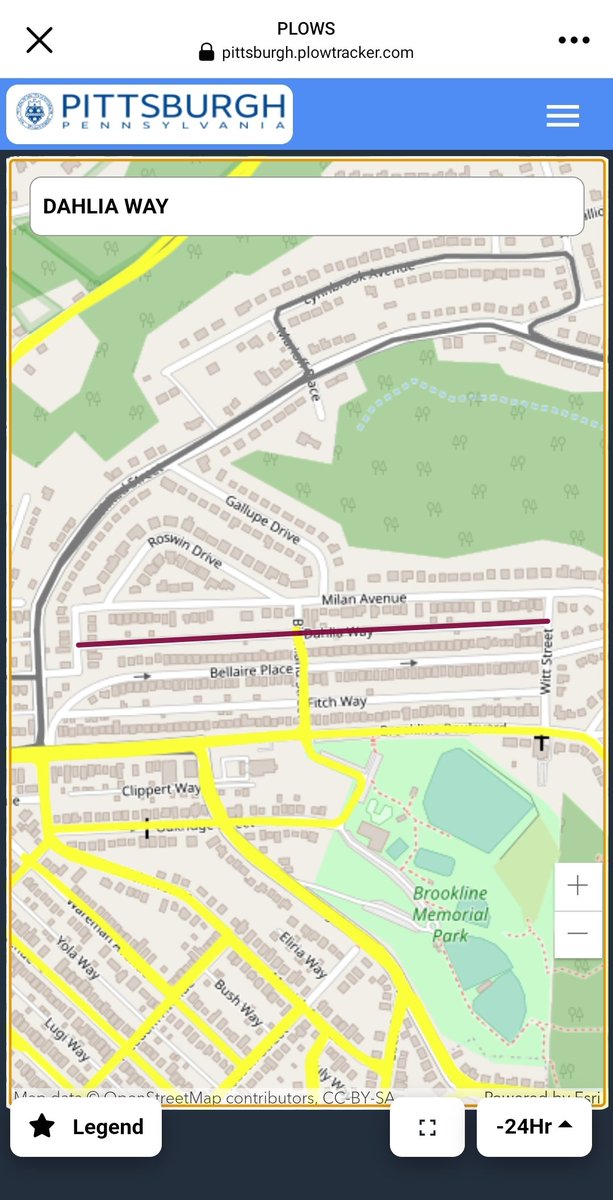 ColourMeSkeptic's tweet photo. @Pittsburgh @PGHDPW can someone explain how this map shows that a salt truck was on birchland but somehow didn't get to bellaire pl or dahlia??? Did it roll backwards down the steep cobblestone hill because that's what the residents are dealing with https://t.co/C4WE1y4DmI