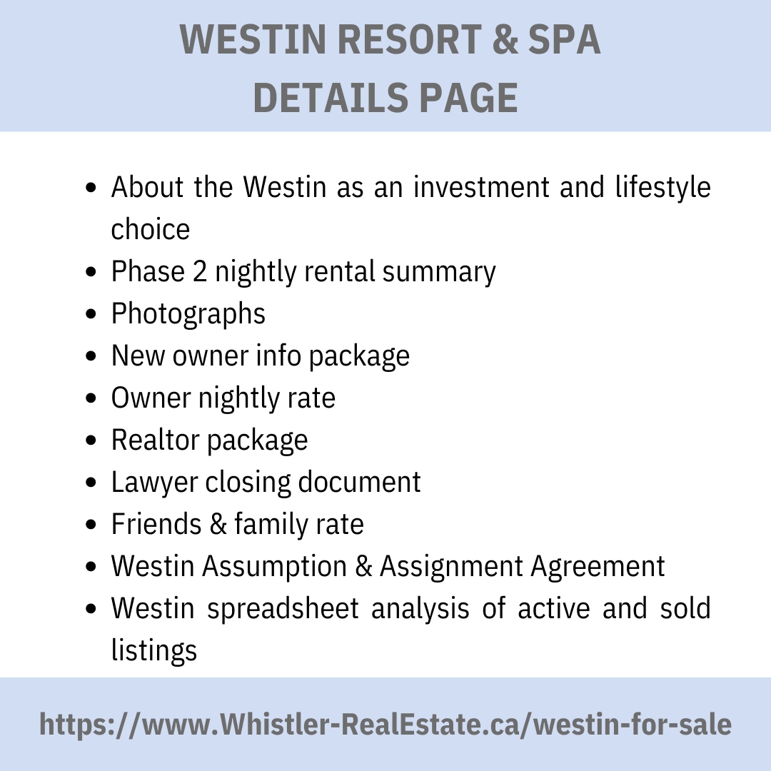 denisebrownwhis's tweet photo. Bookmark my website to keep up-to-date on the Westin Resort & Spa. Find out more about the Westin as well as information on active and sold listings, owners nighty rates, download an information package and more.
#westinresort&spa
#whistler
#whistlerrealestate
#investmentpro... https://t.co/xfdd6Rw4Zi