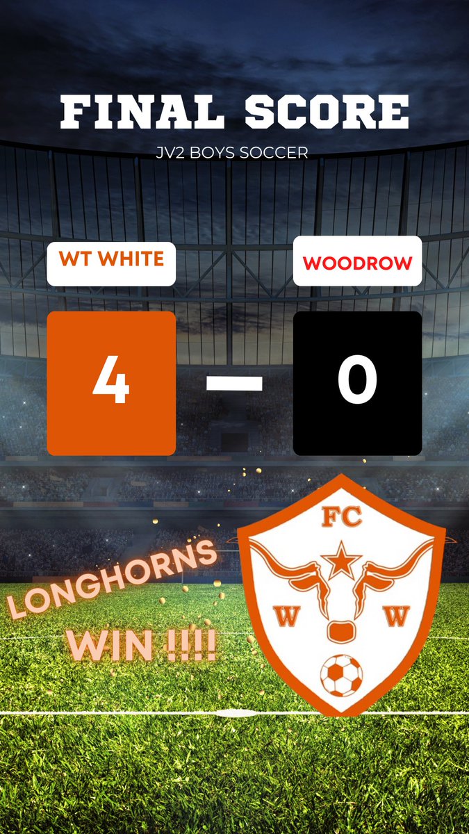 Longhorns displayed another strong showing this morning defeating Woodrow 1-0. That’s a clean sweep with every level beating Woodrow this week. That’s a perfect 2-0 in district let’s keep it going Vamos Longhorns!!!!  <a href="/ClubWtw/">WTW Longhorns Booster Club</a> <a href="/15fernando09/">Fernando Arreguin</a> #HornsUp