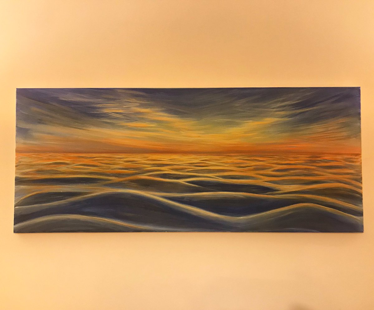 I’ve been faffing with this painting for ages. It is so difficult to know when it’s done. But it’s up and I’m happy with it #Seascape #ArtistOnTwitter #acrylicpainting what do you think?