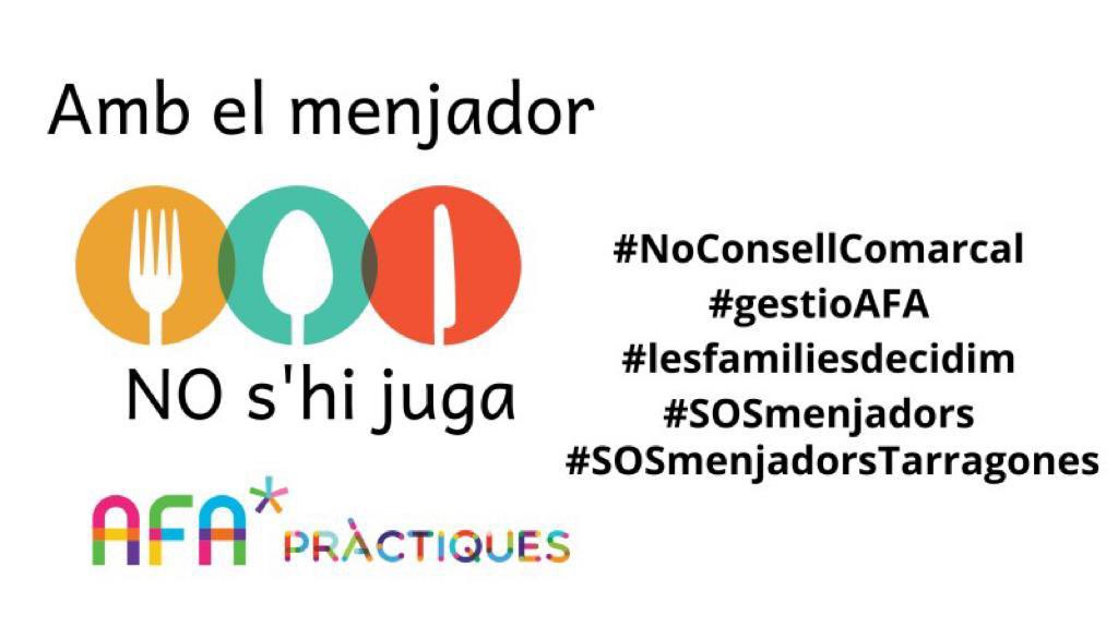 En volen prohibir gestionar els menjadors escolars, i les famílies  ho lluitarem!!! #nodecretmenjador #sosmenjadors #sosmenjadorstarragones <a href="/CCdelTarragones/">ConsellComarcalTarragonès</a> <a href="/affac_cat/">aFFaC</a> <a href="/AFA_Practiques/">AFA Pràctiques</a> <a href="/practiquestgn/">Escola de Pràctiques</a>