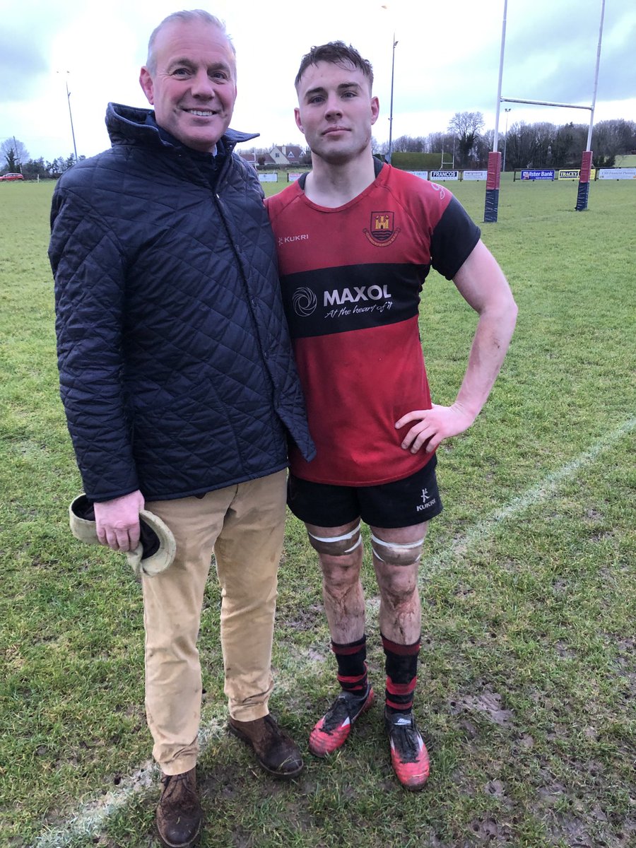 Eldest and I. His final game for ⁦<a href="/CarrickRugby/">Carrick Rugby</a>⁩ at a freezing cold Enniskillen. This time next week he will be in Bangkok. Go well kid.