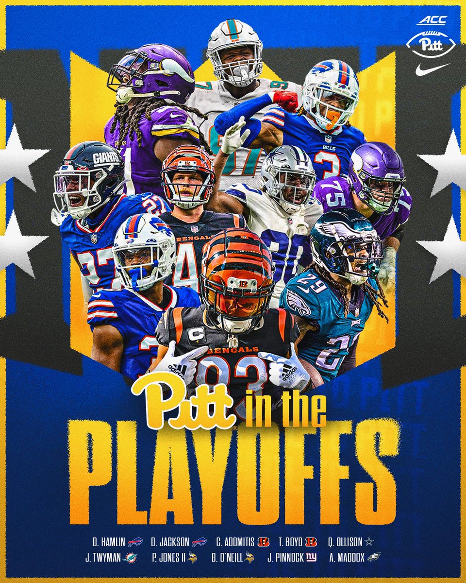 Pitt in the <a href="/NFL/">NFL</a> Playoffs ✨

Good luck to these former Panthers on the Road to Super Bowl LVII 🏆

#H2P » #NFLPlayoffs