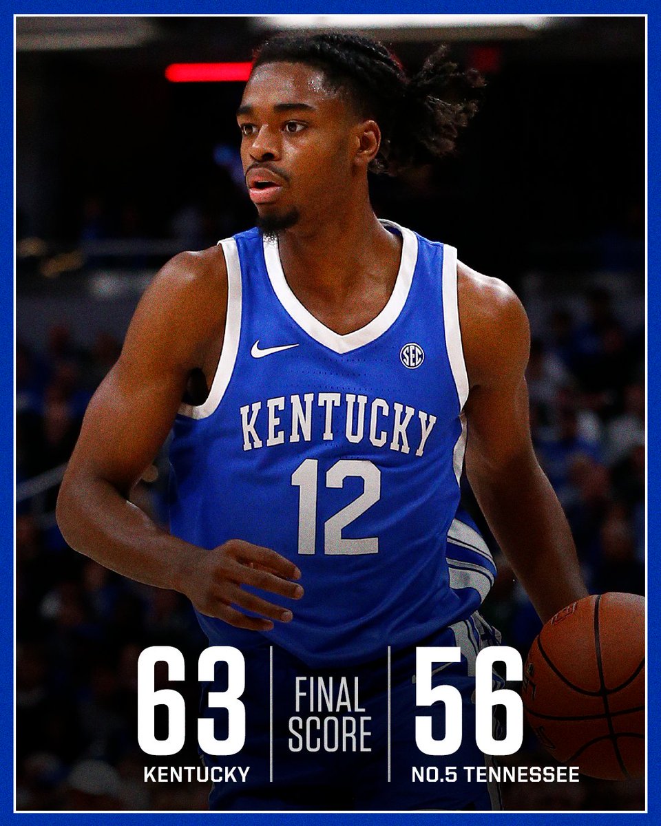 SportsCenter's tweet photo. KENTUCKY TAKES DOWN TENNESSEE‼️ 

It's the first time @KentuckyMBB has defeated a top-10 Vols team in Knoxville 😤 https://t.co/pdXqXqTgwU