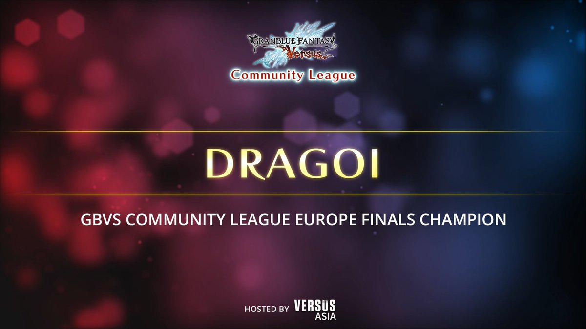 Congratulations to @FGC_Dragoi ! Dragoi is your GBVS Community League Europe Finals Champion!

The reactions, spacing, &amp; whiff punishes were on point! @FGC_Dragoi never let other players' momentum get to him.

Amazing tournament run &amp; a well deserved victory!

#GBVSLeague⚔️