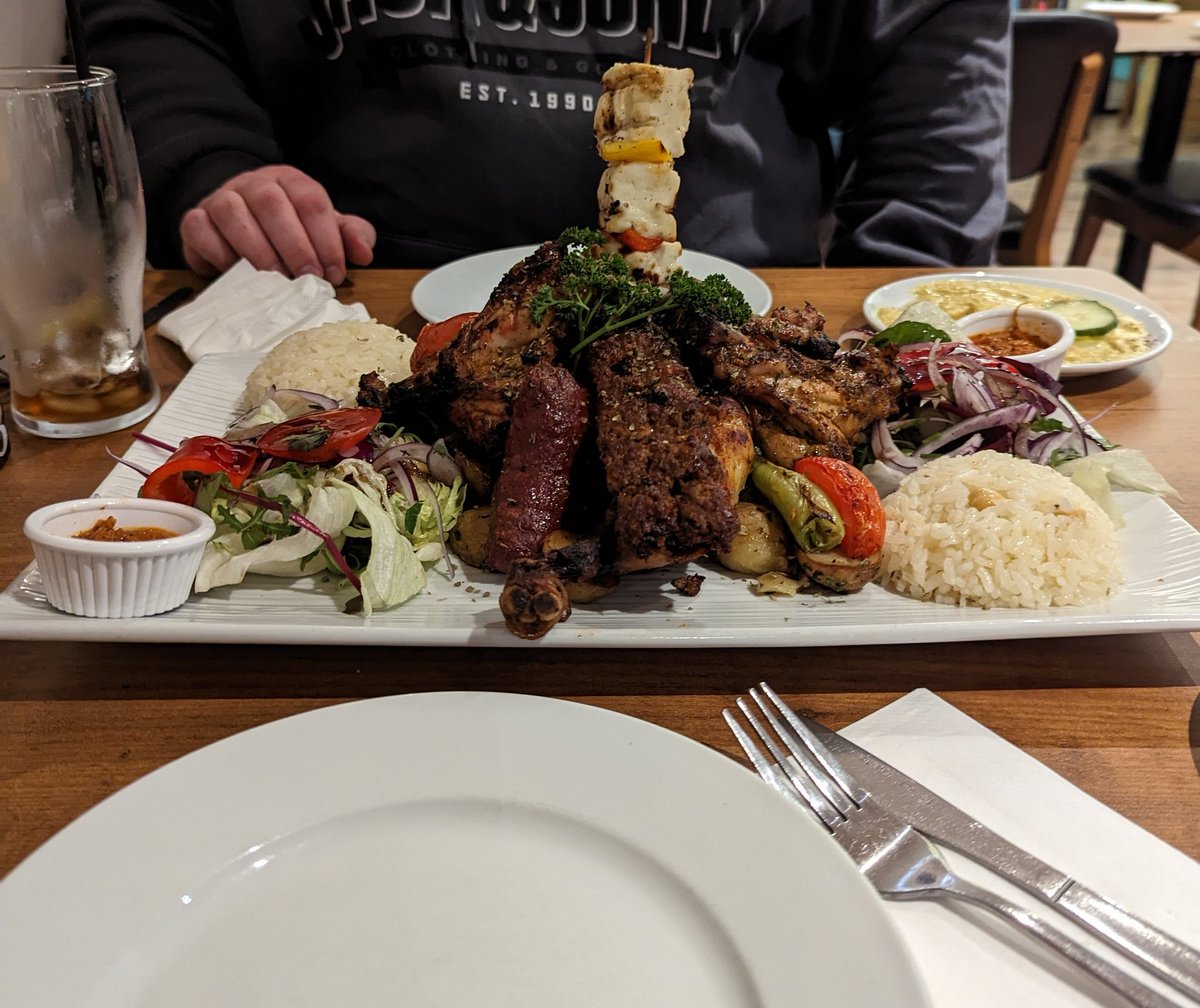 We went out for an early anniversary meal tonight at a Turkish restaurant we've wanted to go to for a while. It was amazing. Fabulous food and service. This was just the main. It was worth staying married for 26 years just for that 😂. #barnsleyisbrill.