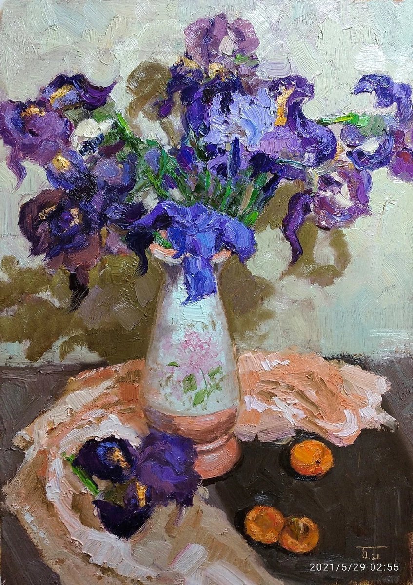 Vincent33365920's tweet photo. "Ирисы". Холст. Масло. Авторская работа. Работа написана с натуры. В единственном экземпляре.  Стоимость картины 350 тысяч рублей. 😊👋 https://t.co/Yer5KxAS2W