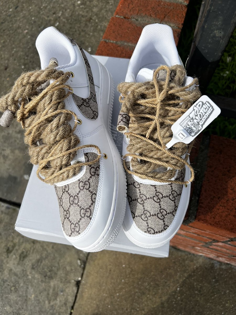 “Gucci x Gucci ” 😶‍🌫️🧸#oakland #shoeartist #customshoes #topnotchkustomzz #airforce1