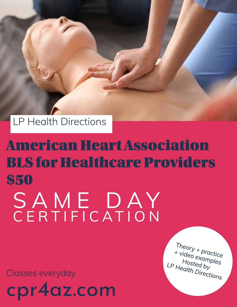 American Heart Association BLS for Healthcare Providers is only $50 at LP Health Directions. 
#cpr4az #AHABLS #nurses #nursingstudent