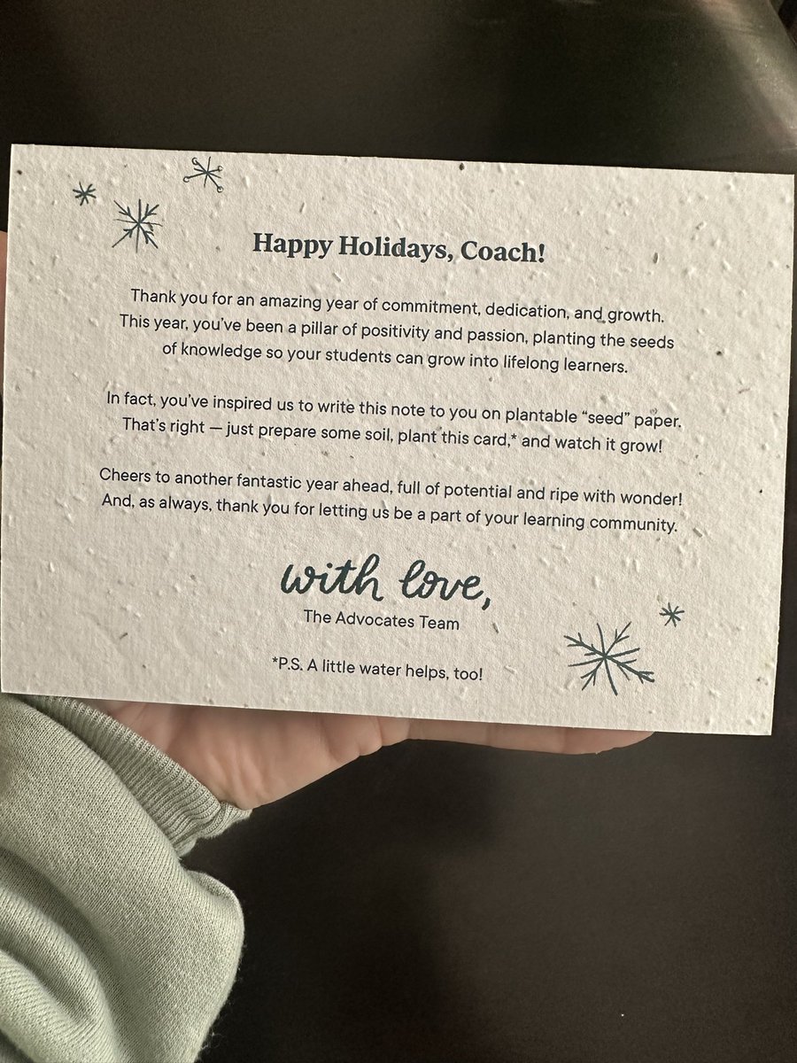 This is the most innovative card I have ever received! Thank you, <a href="/PearDeck/">Pear Deck Learning</a> You plant it and it has seeds that grow! Amazing. Innovative. Engaging. Fun. I am honored to be a certified Pear Deck Coach! Looking forward to sharing more about this tool in 2023.