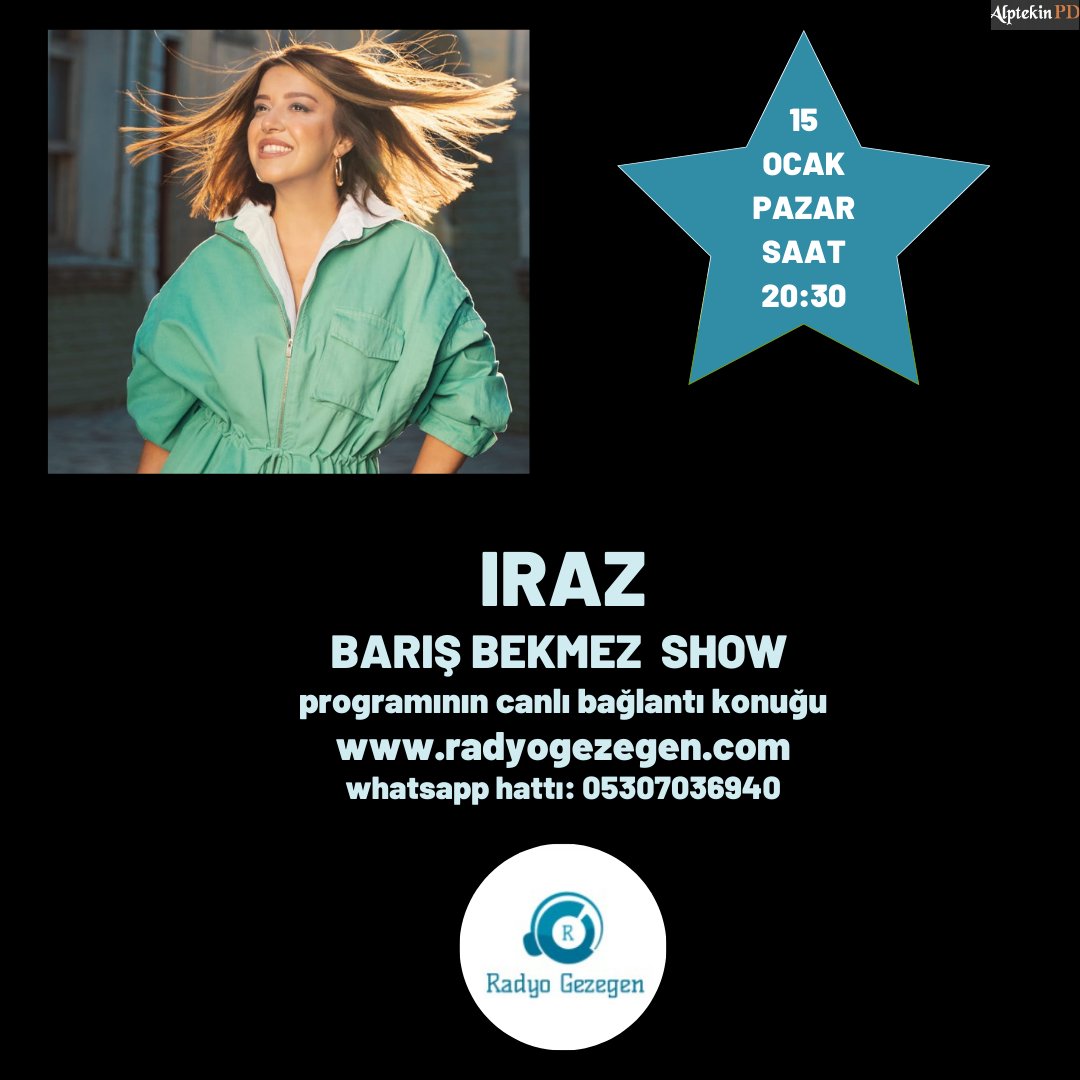 Iraz 15 Ocak Pazar Günü Saat 20:30'da Radyo Gezegen Barış Bekmez Show Programının Canlı Telefon Bağlantı Konuğu Olacak Sakın Kaçırmayın... #iraz__official #radiogezegen #barisbekmezofficial <a href="/cenkleyoklama/">Cenk ALPTEKİN</a>