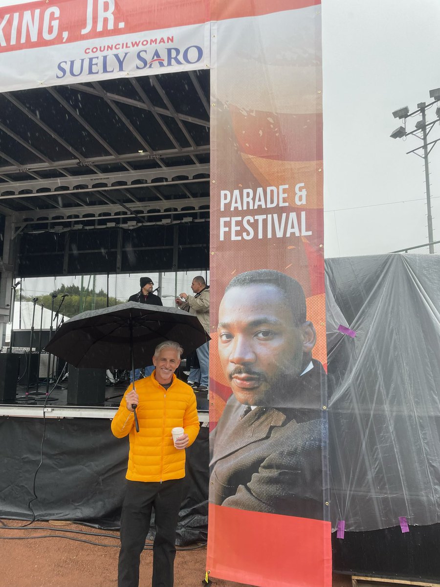 Rain wasn’t going to stop us from marching to honor the work and legacy Dr. King this morning. Great time connecting with community leaders, seeing friends—making new ones.