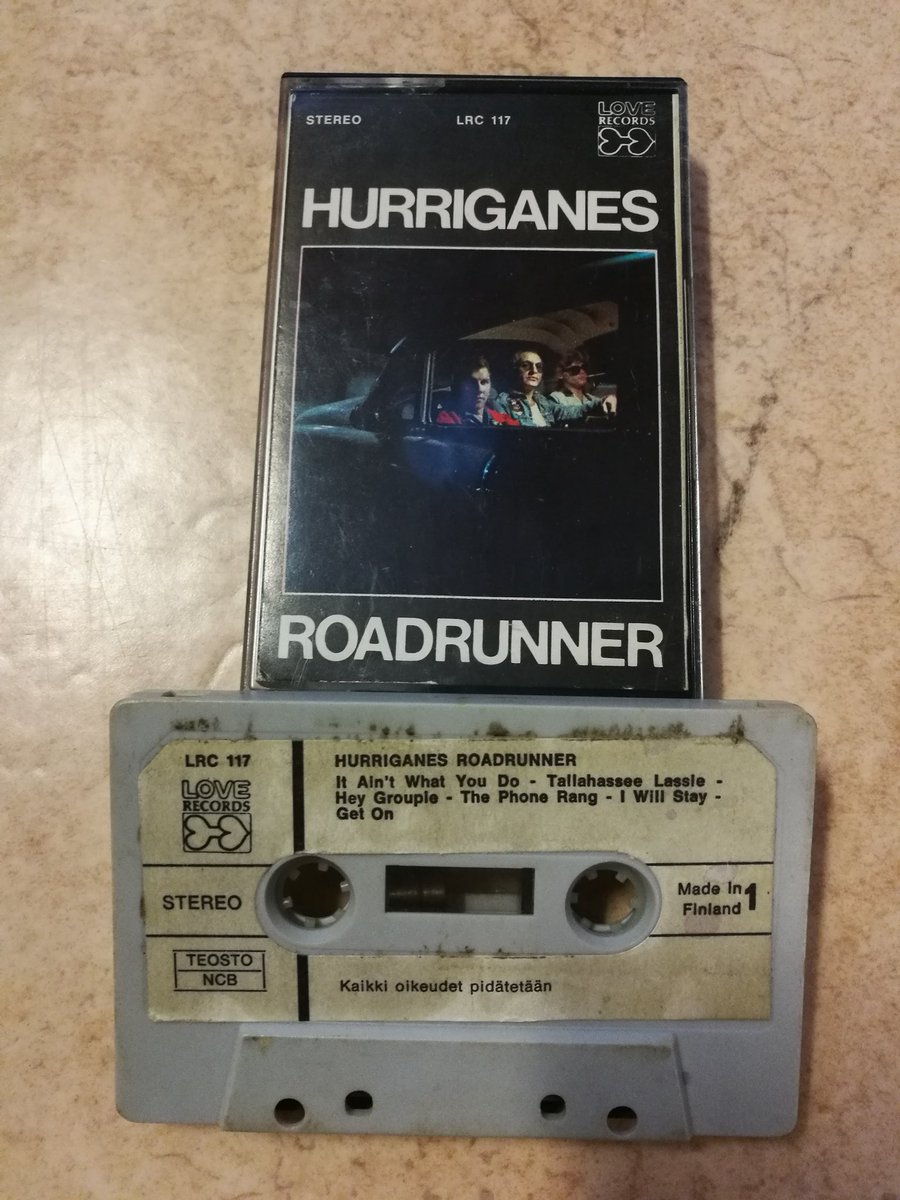 SeppoTero's tweet image. I bought this C-Cassette in 1975 and again as CD in 90’s and as repressed vinyl last year. Hurriganes: Roadrunner. #finnishrockandroll #hurriganes