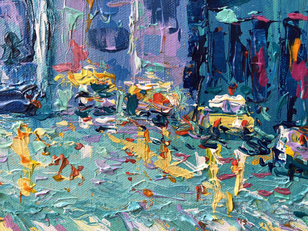"Rainy day in New York" painting
detail. #originalpainting #buyart
#paintingforsale #newyorkpainting
#newyork #manhattan #cityscape
#vibrantpainting #paletteknife #nyc
#streetsofnewyork #artgallery #artfinder