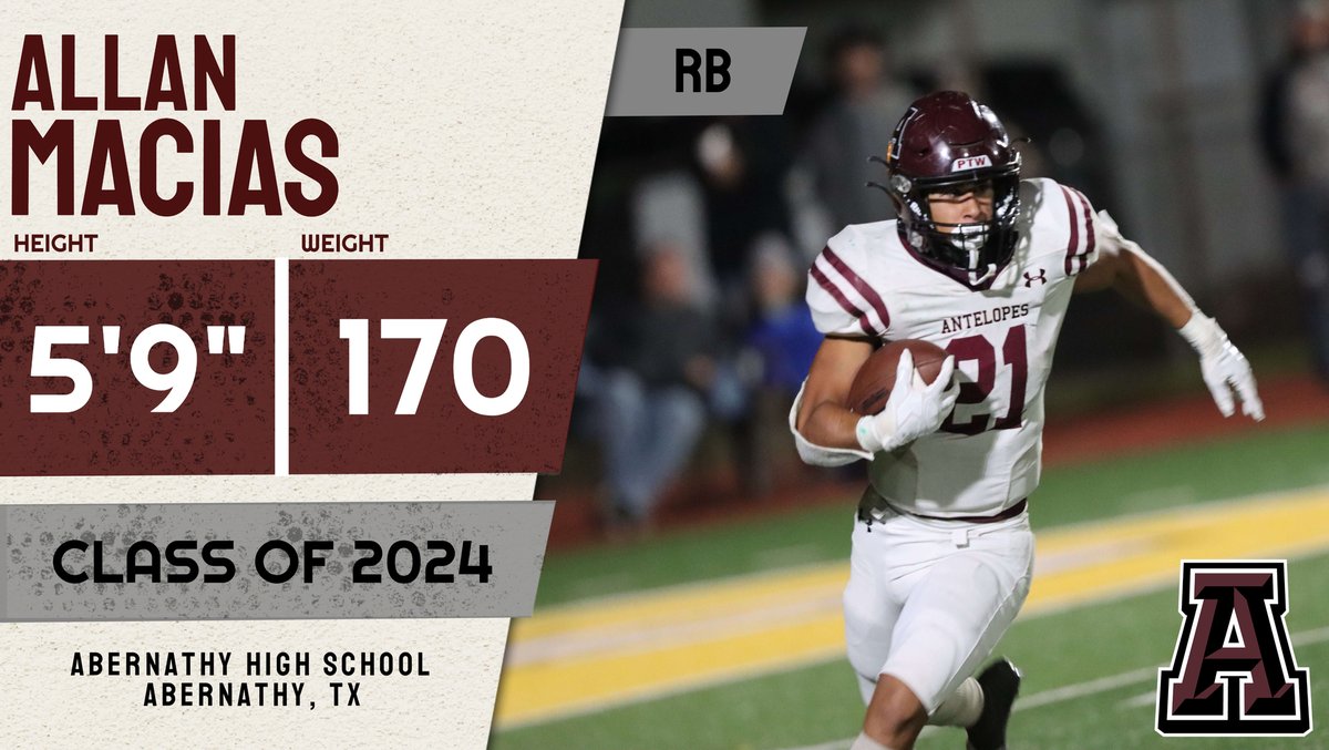 '24 RB <a href="/Monkey_Macias/">Alan</a> Finished the season with 1,039 rushing yards and 10 TDs. Has 4.8 GPA and searching for his first offer. #RecruitTheLopes24 <a href="/806hsscmedia/">Jasone Pearson</a> <a href="/BenjaminGolan/">Ben Golan</a> <a href="/AbernathyFB/">Abernathy Football & Recruiting</a> 

HUDL: hudl.com/v/2Jrvnb