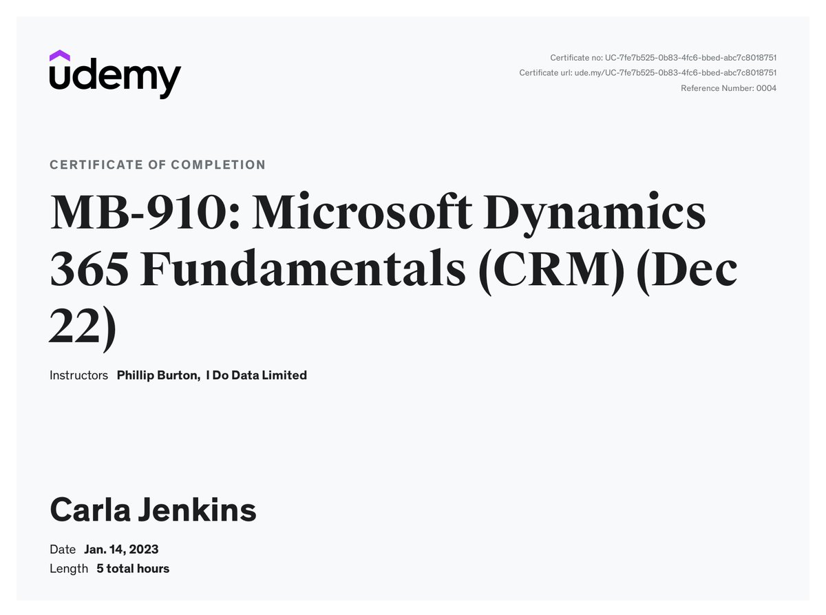 carlarjenkins's tweet image. #SaturdayMoativtion Just completed @idodatacom MB-910 #MSDynamics365 #CRM Fundamentals #Udemy. #IDoData #msdyn365 #Dynamics365 #customerexperience #customerservice