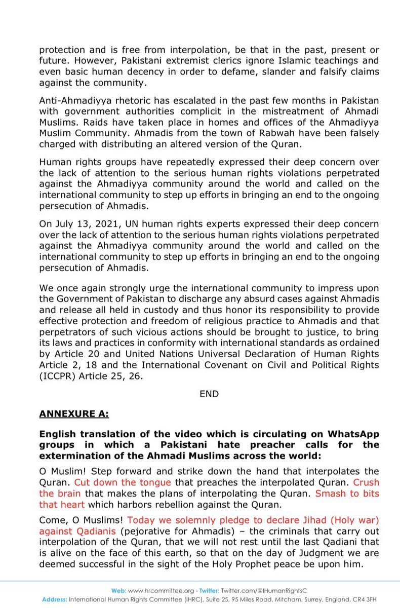 ⚠️ INCIDENT REPORT 

“CUT THE TONGUE” - sickening video in Pakistan calls for extermination of Ahmadi Muslims across the world.