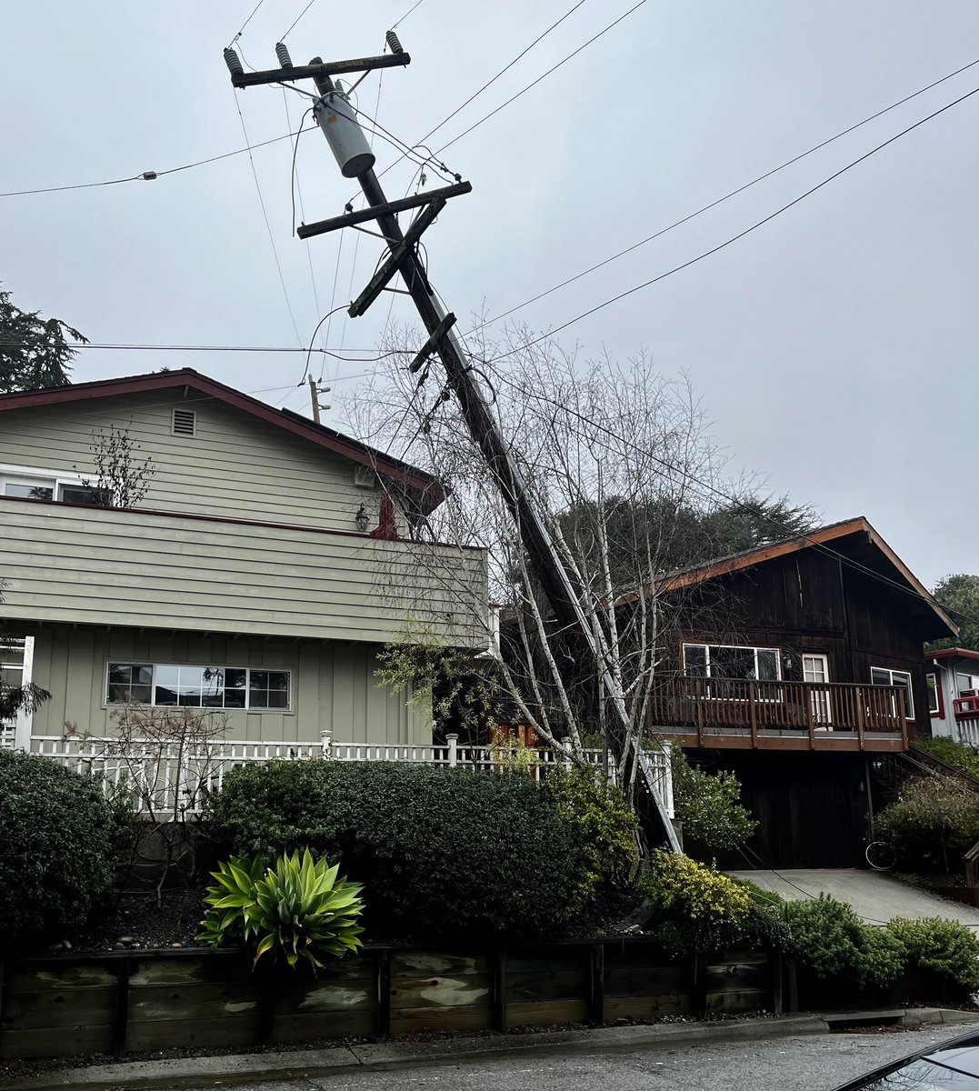 Old Testament rains lead to more downed trees &amp; power lines in Aptos. #Californiastorm