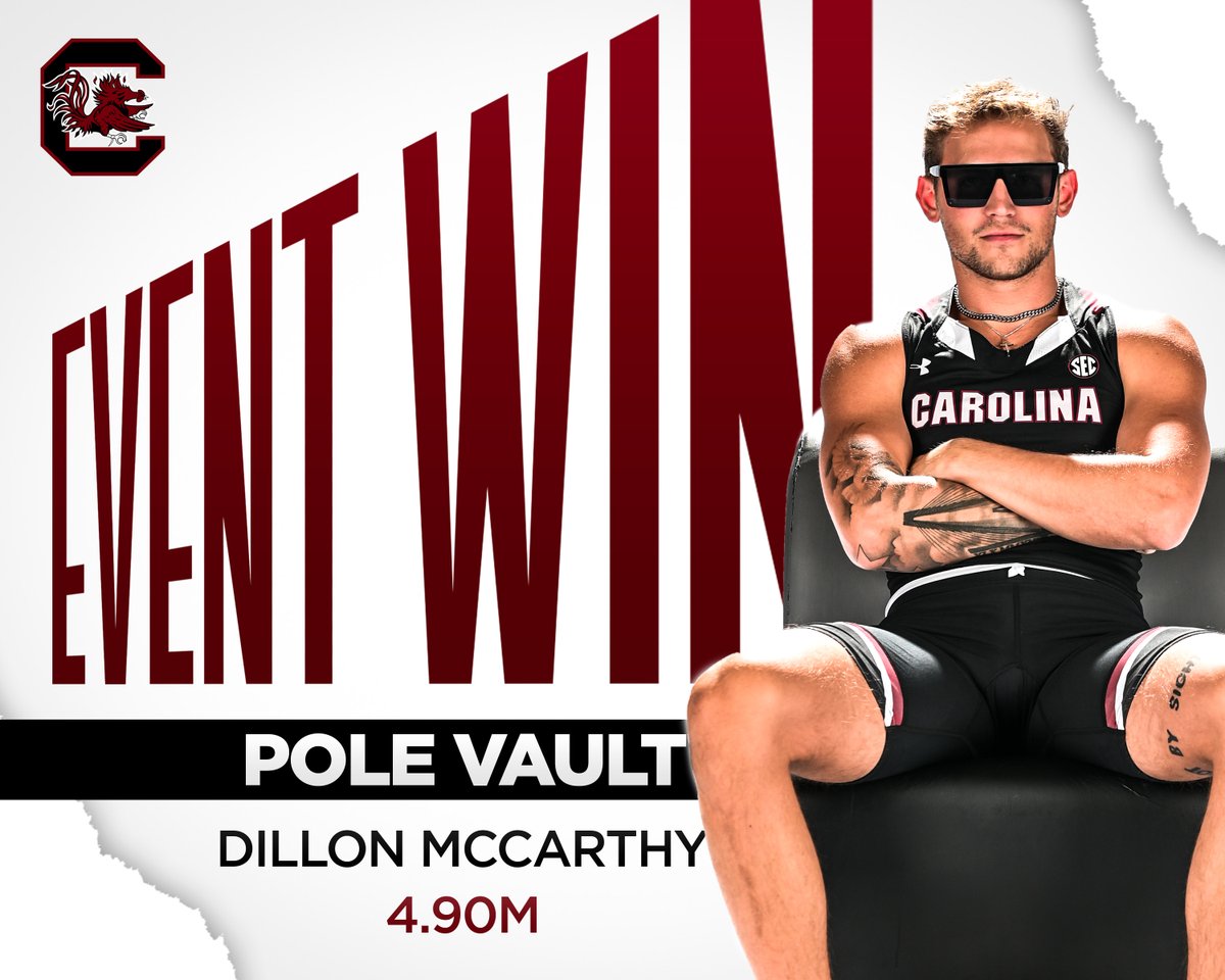 GamecockTrack's tweet photo. First win of the season for @DillonMcCarthy6 after clearing 4.90m in the men's pole vault! https://t.co/sbQuglwTxe