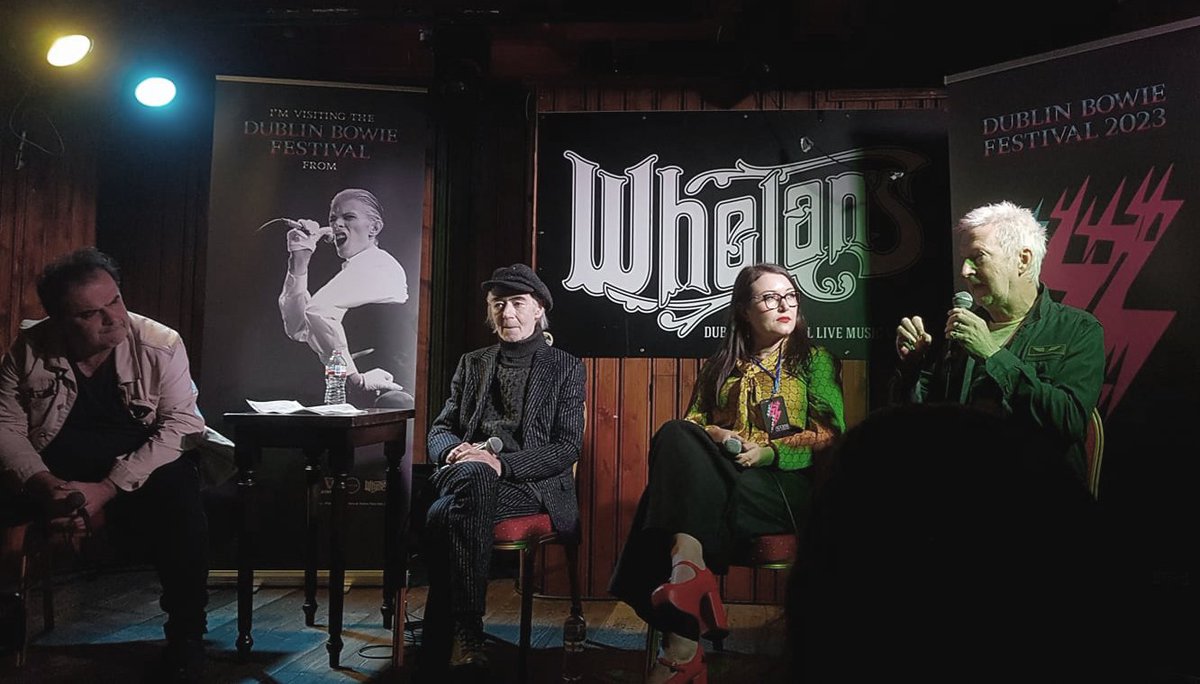 I'd a good time talking with @bpfallon, @LeahKardos, and @spookyghostnyc @whelanslive for @dublinbowiefest. They responded to my 'improvised' rambling with great intelligence, patience, and wit. Thanks to all who turned up and to @breretonjohn for the invite. #DBF23 #Bowie