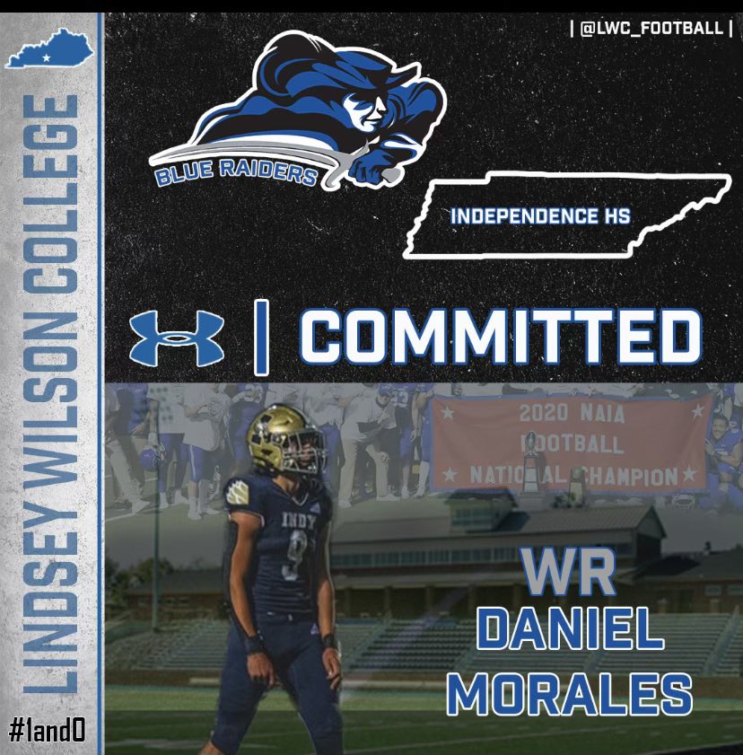 Daniel Morales (@danielmoralesfb) on Twitter photo Thankful and blessed to announce my commitment to @LWC_Football thanks coaches for the opportunity @CoachGraham_LWC <a href="/CoachKleckler/">Phil Kleckler</a>
<a href="/wcsIHSfootball/">Independence Football</a> <a href="/NCEC_Recruiting/">NPA</a> <a href="/CSmithScout/">Chris Smith</a> <a href="/Dash2Sports/">Dash2Sports</a> <a href="/NatlPlaymkrsAca/">NatlPlaymkersAcademy</a> <a href="/PrepRedzoneTN/">Prep Redzone Tennessee</a> <a href="/CoachTBarr/">#BESTAVAILABLE</a> <a href="/ScottStidham/">Scott Stidham</a> Thankful and blessed to announce my commitment to @LWC_Football thanks coaches for the opportunity @CoachGraham_LWC <a href="/CoachKleckler/">Phil Kleckler</a>
<a href="/wcsIHSfootball/">Independence Football</a> <a href="/NCEC_Recruiting/">NPA</a> <a href="/CSmithScout/">Chris Smith</a> <a href="/Dash2Sports/">Dash2Sports</a> <a href="/NatlPlaymkrsAca/">NatlPlaymkersAcademy</a> <a href="/PrepRedzoneTN/">Prep Redzone Tennessee</a> <a href="/CoachTBarr/">#BESTAVAILABLE</a> <a href="/ScottStidham/">Scott Stidham</a>