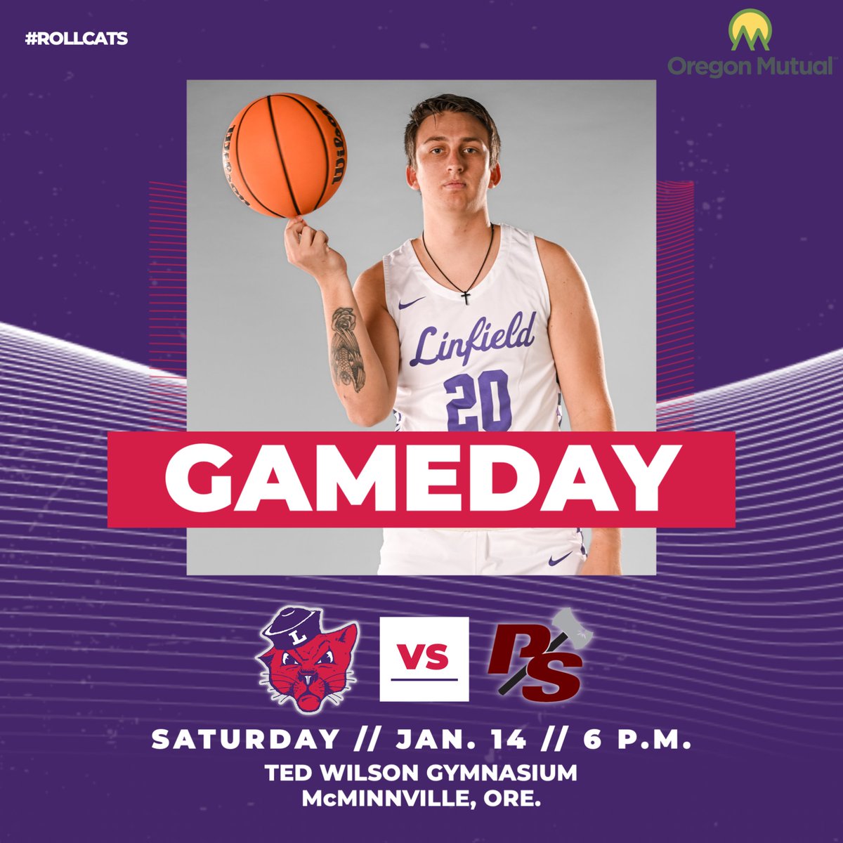linfieldmbb's tweet photo. GAMEDAY🏀| The Linfield men look to shake off last night's loss when they host Puget Sound.

⏰6 p.m. (PST)
📍McMinnville, Ore.
📺📊https://t.co/avAmmXsoq0

#RollCats https://t.co/XCPhoucNln