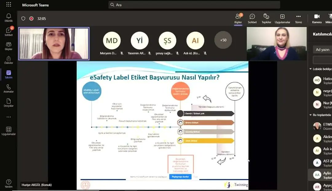 eTwinning_ist's tweet photo. 🪩eSafety Türkiye Elçimiz Huriye Akgül'den Mentörümüz Meryem Deveci moderatörlüğünde @kartalmem eSafety Label Webinarımızı gerçekleştirip
📥Uluslar arası eGüvenlik Etiketlerimizi alıp okul web sitelerine yüklüyor
💠eTwinning Okulu olma yolunda ilerliyoruz🔜 @EsafetyT @tretwinning https://t.co/7JOeRYsYND