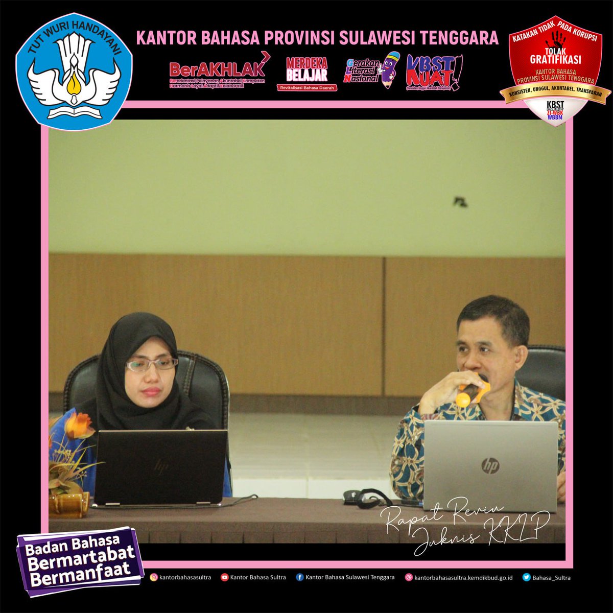 bbsultra's tweet photo. Kendari, 13 Januari 2023--Seluruh pegawai Kantor Bahasa Provinsi Sulawesi Tenggara (KBST) mengikuti rapat di Aula Kandai, KBST. Agenda rapat ini adalah finalisasi laporan kinerja 2022 dan reviu petunjuk teknis kegiatan.
#KBSTKUAT https://t.co/ryDz1WFj2B