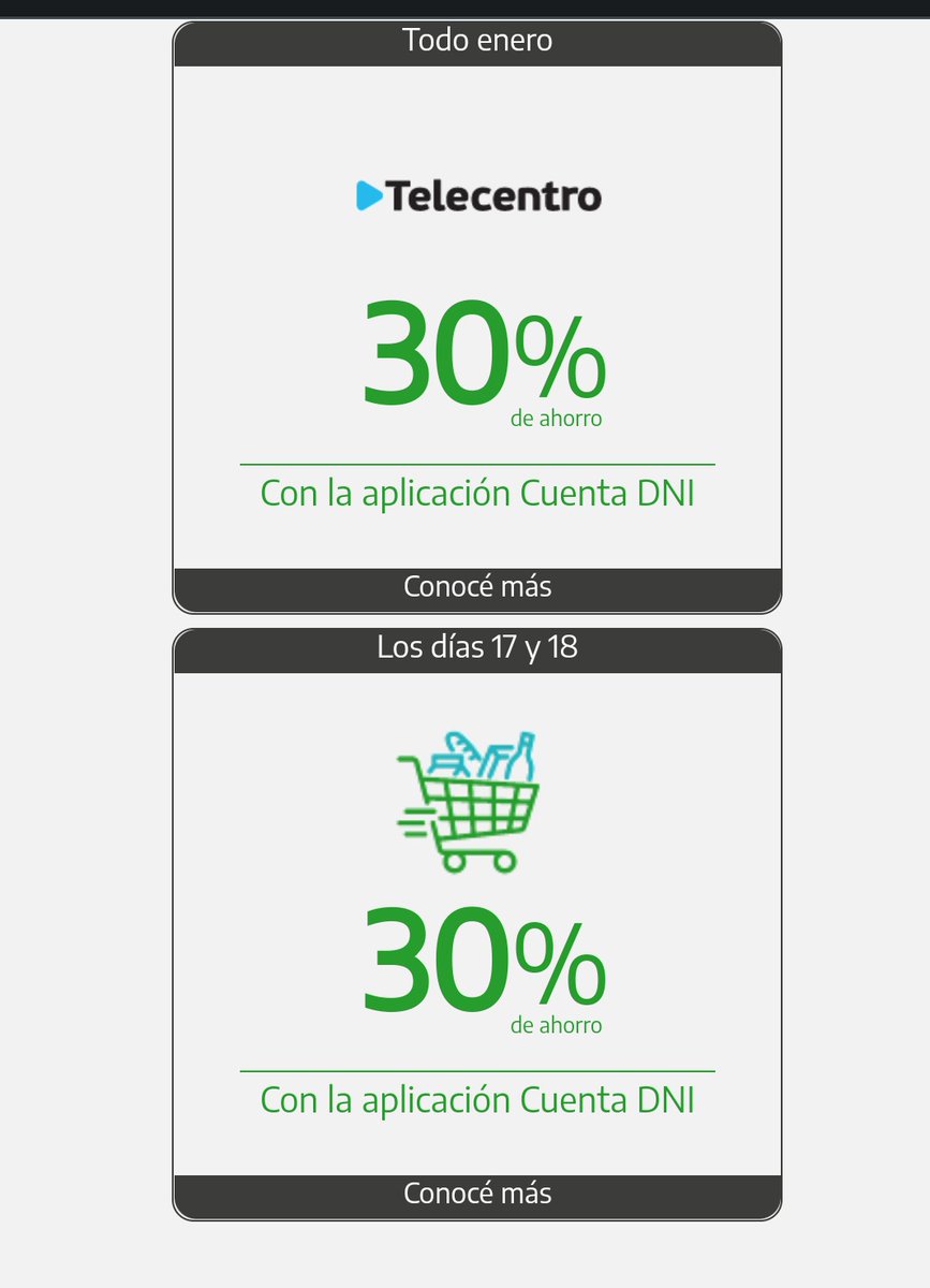 FacundoColque's tweet image. Como datazo ahorrador..Con cuenta DNI estos meses hay descuentos,ahorros y devoluciones de 30% 40% 50% y 100%.En comercios de barrio( desde alimento para perro, carnicerías,dieteticas,almacenes) supermercados grandes, cines,espectaculos,ypf etc
Rt para darle un alivio al bolsillo