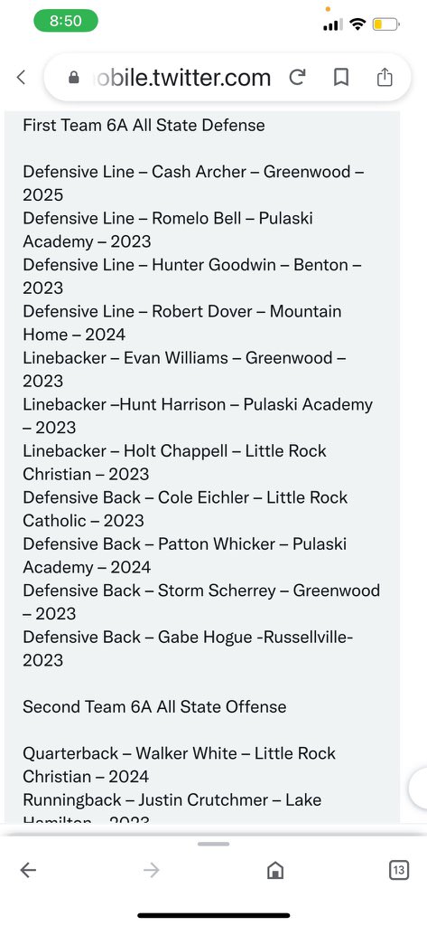 Patton Whicker (@pattonwhicker) on Twitter photo Thankful to be named to <a href="/PrepRedzoneAR/">Prep Redzone Arkansas</a> First Team 6A All State Defense <a href="/coachjwyatt/">Jason Wyatt</a> <a href="/alucas80/">Anthony Lucas</a> <a href="/PABruinFootball/">PA Bruin Football</a> Thankful to be named to <a href="/PrepRedzoneAR/">Prep Redzone Arkansas</a> First Team 6A All State Defense <a href="/coachjwyatt/">Jason Wyatt</a> <a href="/alucas80/">Anthony Lucas</a> <a href="/PABruinFootball/">PA Bruin Football</a>