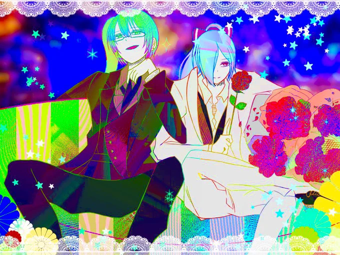 #絵を彩度100にすると超派手なんか..オシャレ度合い上がった..? 