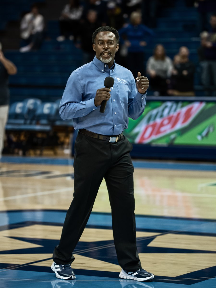 WeeksMichael's tweet photo. New @CitadelFootball coach, Maurice Drayton, addresses the crowd at today's @CitadelHoops game. @Citadel1842 @CitadelSports @citadel https://t.co/GtdznnaIdY