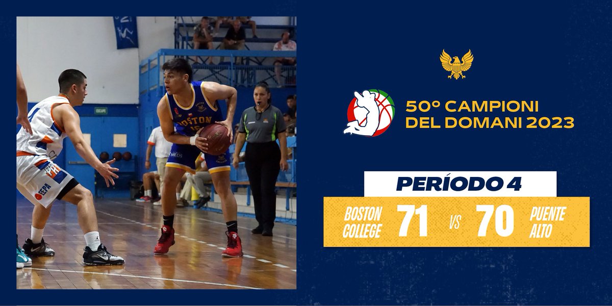 CDBostonChile's tweet photo. 🏀 FIN DEL PARTIDO
En un nuevo juego del Campioni Del Domani vencemos a Municipal Puente Alto por la cuenta mínima, en un apretado encuentro.
Con esta victoria el día de mañana nos enfrentamos a Providencia en el juego por el 5° lugar.
#VamosBoston #VamosAguilas #bostoncollege https://t.co/L95A7618jQ