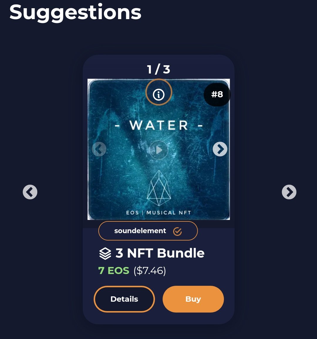 soundelement_'s tweet photo. 📢 There are only two ‹‹Water›› NFTs listed on the secondary market:

⭐ Mint #8 for 7 $EOS
⭐ Mint #4 for 19 #EOS

📈 If you don't have one yet, this is your chance 😉 (supply: 22)

💻 Link: https://t.co/j8zZrg1L2M https://t.co/6qZmZD5Vkz
