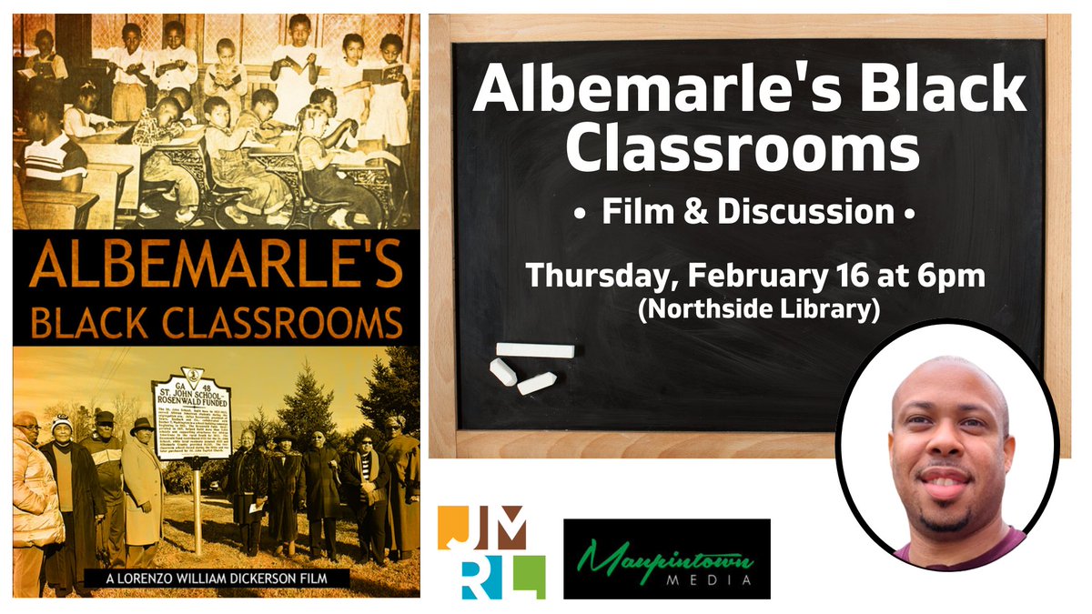 Lorenzo Dickerson (@zodickerson) on Twitter photo Join us Febraury 16th at 6pm at <a href="/J_MRL/">J_MRL</a>'s Northside location for a screening of <a href="/Maupintown/">Maupintown Media</a> original film "Albemarle's Black Classrooms". We're talking the history of education for African Americans in <a href="/AlbemarleCounty/">County of Albemarle</a>. #blackhistory Join us Febraury 16th at 6pm at <a href="/J_MRL/">J_MRL</a>'s Northside location for a screening of <a href="/Maupintown/">Maupintown Media</a> original film "Albemarle's Black Classrooms". We're talking the history of education for African Americans in <a href="/AlbemarleCounty/">County of Albemarle</a>. #blackhistory