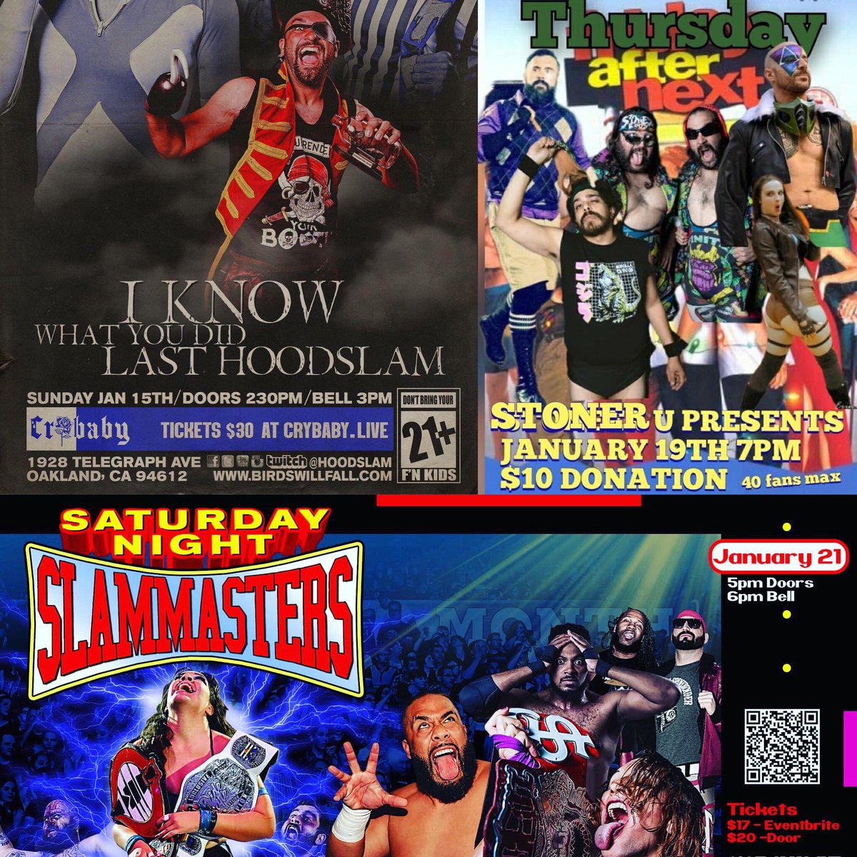 jaguarftf's tweet photo. Busy week of NorCal wrestling coming up. Let us commence!!!! #hoodslam #StonerU #UnderGroundWrestlingAlliance
@HOODSLAM @StonerUdojo @officialUGWA 
#NorCal #BayArea #wrestling #prowrestling #grapchap #FTF #highuponHigh #boriGauchoBuzzsaw https://t.co/pCj1XMNcIV