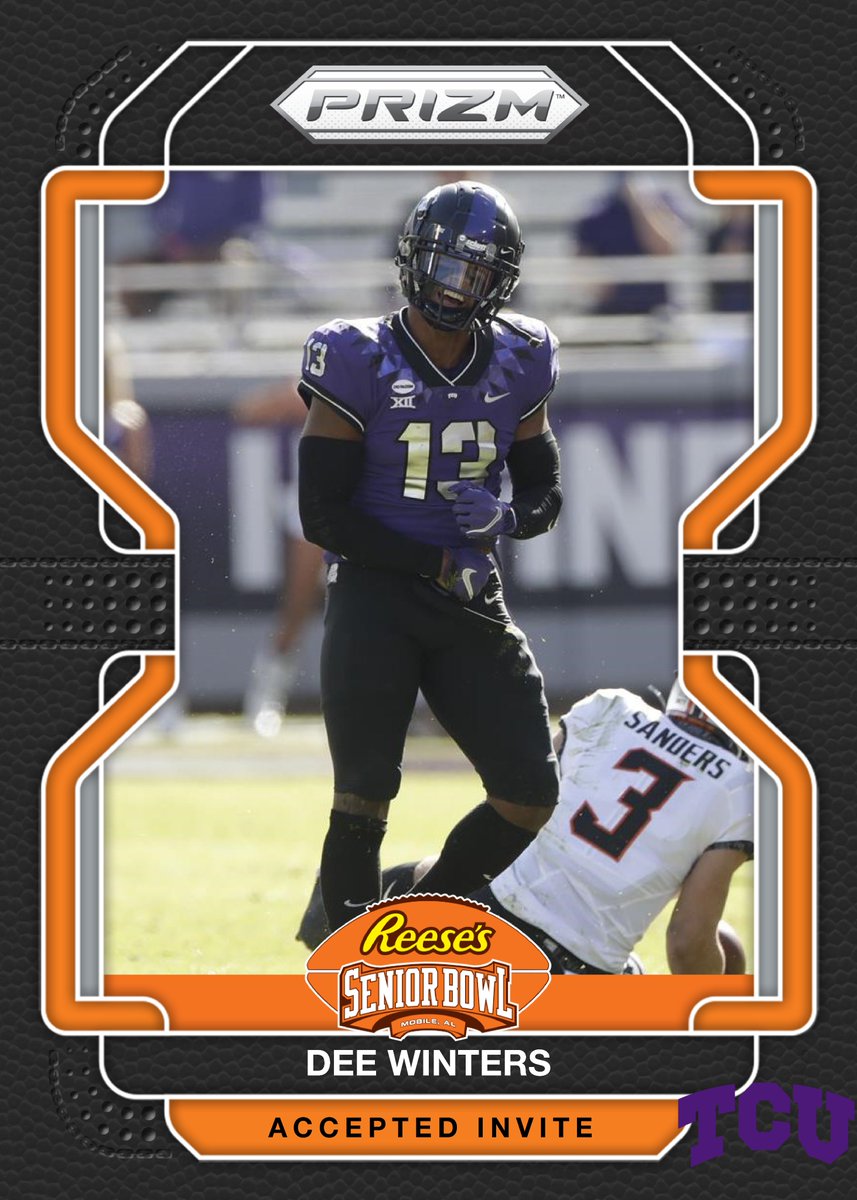 Reese's Senior Bowl (@seniorbowl) on Twitter photo 🌀🐸 Officially Accepted! LB Dee Winters <a href="/dwintersdos/">Dee Winters</a> from <a href="/TCUFootball/">TCU Football</a> is headed to the 2023 Senior Bowl #GoFrogs #TheDraftStartsInMOBILE™️
@JimNagy_SB <a href="/PaniniAmerica/">Panini America</a> #RatedRookie 🌀🐸 Officially Accepted! LB Dee Winters <a href="/dwintersdos/">Dee Winters</a> from <a href="/TCUFootball/">TCU Football</a> is headed to the 2023 Senior Bowl #GoFrogs #TheDraftStartsInMOBILE™️
@JimNagy_SB <a href="/PaniniAmerica/">Panini America</a> #RatedRookie
