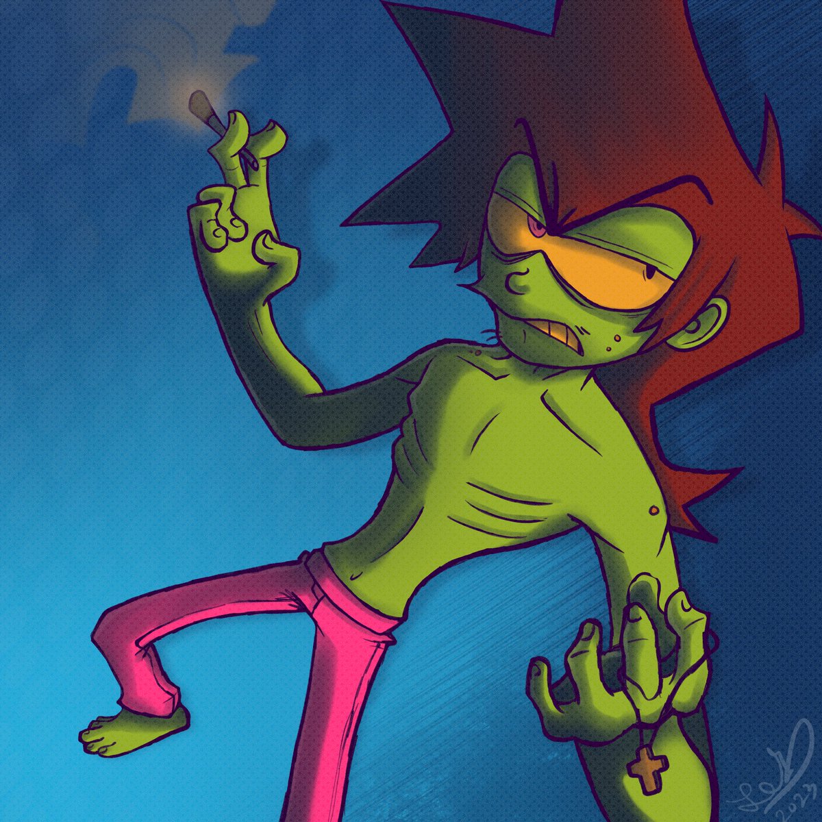 Sandpaperdotcom's tweet image. ✨FANART FRENZY DAYS 13-14✨

@DoiDuhFlower’s Peter!🚬