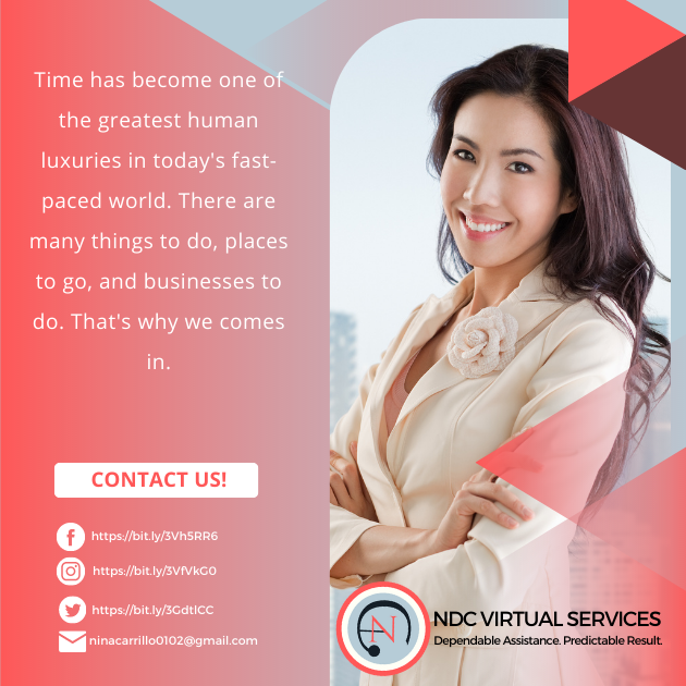 ndcvirtualsvcs's tweet photo. Tire๐ of dealing with tedious tasks like data entry and web researchโ๏ธ
Let us take the burden off your shoulders! ๐ค
Connect with Us!
Fb page: https://t.co/X1Kq8rx3Ot
Instagram: https://t.co/bEJaJDlteD
#dependableva #virtualassist #trustva
#research #sheet #ndcvirtualsvcs https://t.co/0yXJYZBWM2