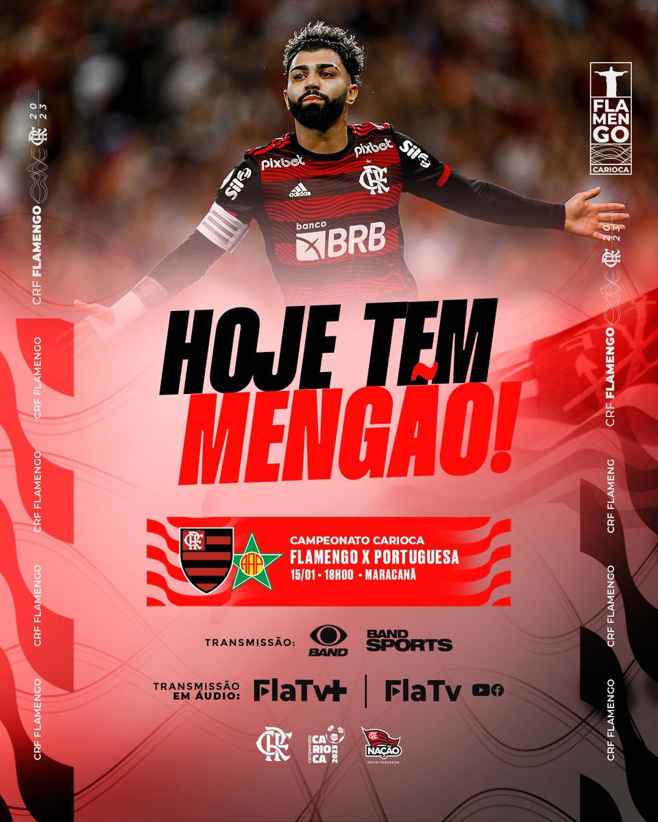 HOJE TEM MENGÃO NO CARIOCA! 

Às 18h, o Mais Querido enfrenta a Portuguesa, no Maracanã! Vamos com tudo em busca dos três pontos! 

#FLAxPOR #VamosFlamengo