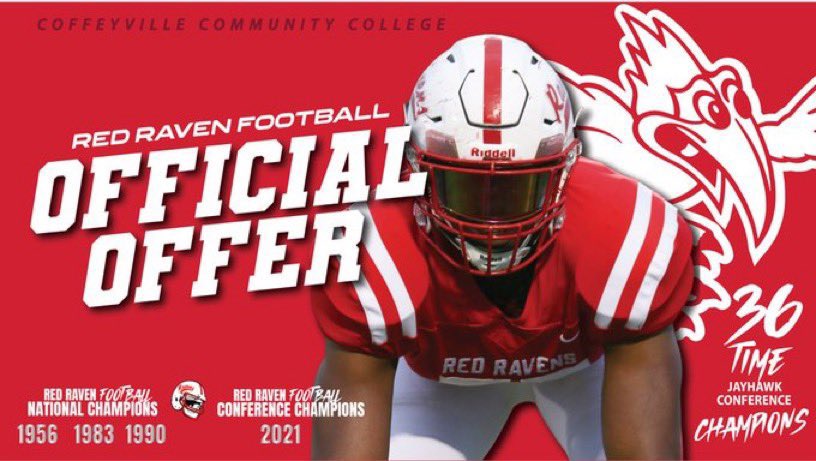 After a great visit, I'm excited to announce I have received an offer from Coffeyville CC! <a href="/CoachA_Minor/">Coach Austin Minor</a> <a href="/Red_Raven_FB/">Coffeyville Football</a> @ravensftbhc <a href="/coachletsgo/">Weston Moody</a>