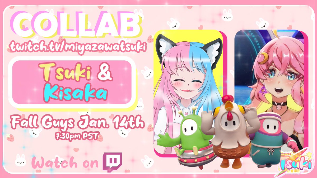 MiyazawaTsuki's tweet photo. ⚡️Fall Guys with Kisaka is happening in 15 minutes!⚡️ 
⬇️
#fallguys #collab #gaming https://t.co/otpjwGHPDj