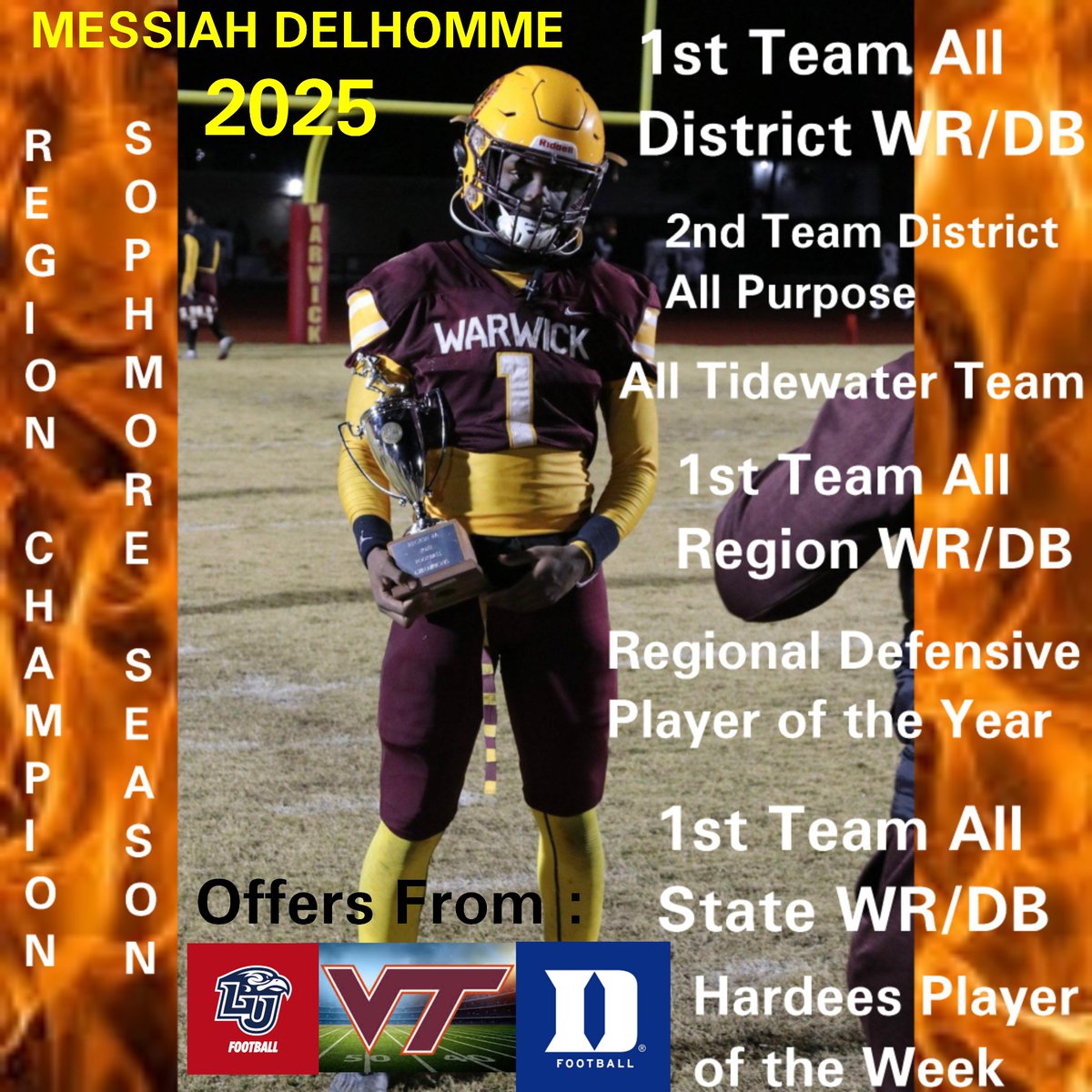 DelhommeMessiah's tweet photo. Sophmore Season was one I'll never forget. Truly blessed and honored to be recognized by so many this year π Looking forward to 2023 Junior Season loading... #raiders #regionchamps @B_Aigamaua @BobWeltonBamaFB @Warwick_Raiders @CoachdjCheetah @BruceSJohnson @CoachZohn https://t.co/hr9a0VvRQB
