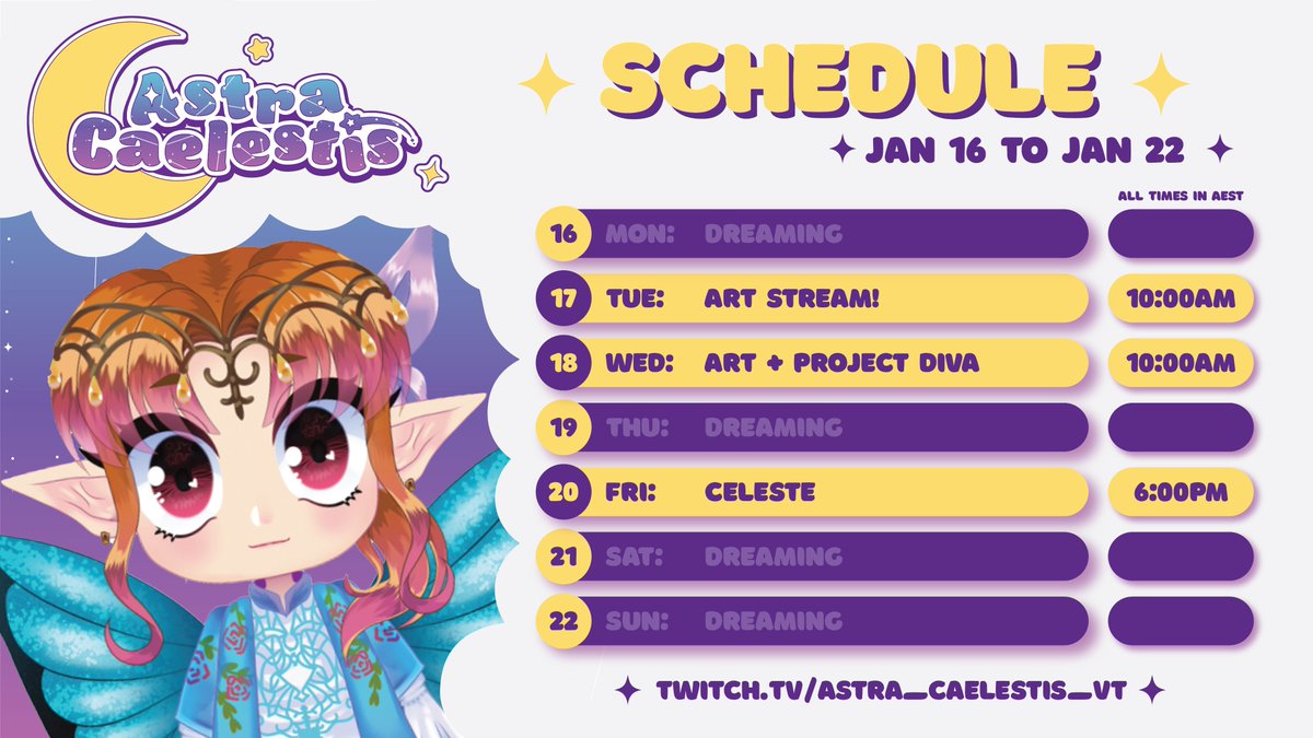 ⭐️Schedule time!⭐️
We had such a great time during the spontaneous art stream last week I've decided to schedule some this week!
First up I'm going to be drawing a chibi <a href="/lilybat__/">Lily 🦇👑 Bat Vampire</a> 🦇💜
Then later in the week we will be continuing our climb in #Celeste 🏔️
#Vtuber #ENVtuber